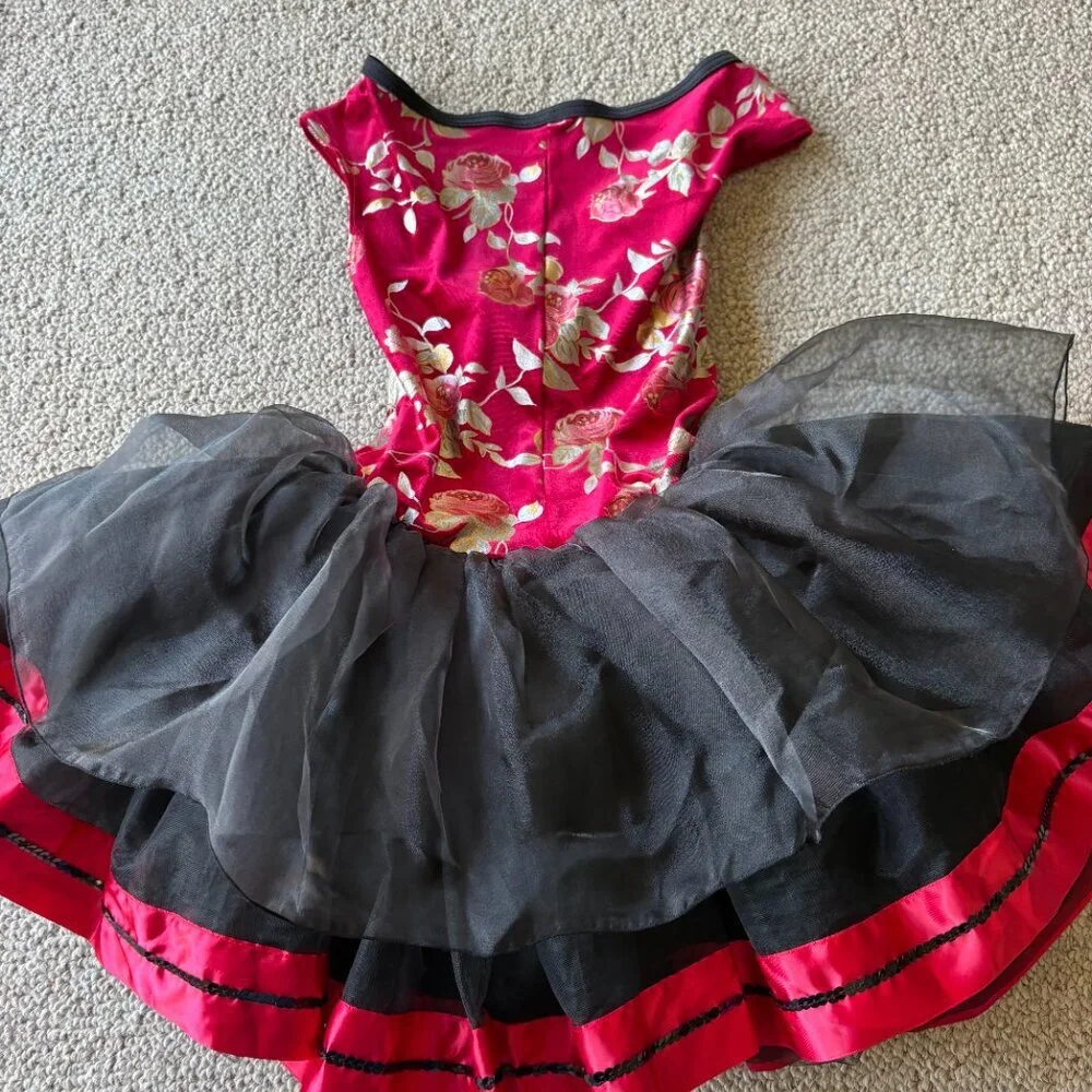 Weissman Girls Red Sequin Dance Costume Tutu MC Asian Style Recital